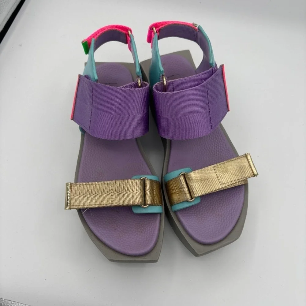 United Nude Delta Run Sandals EUC Sz 37 Purple Multi Platform Wedge Strappy
